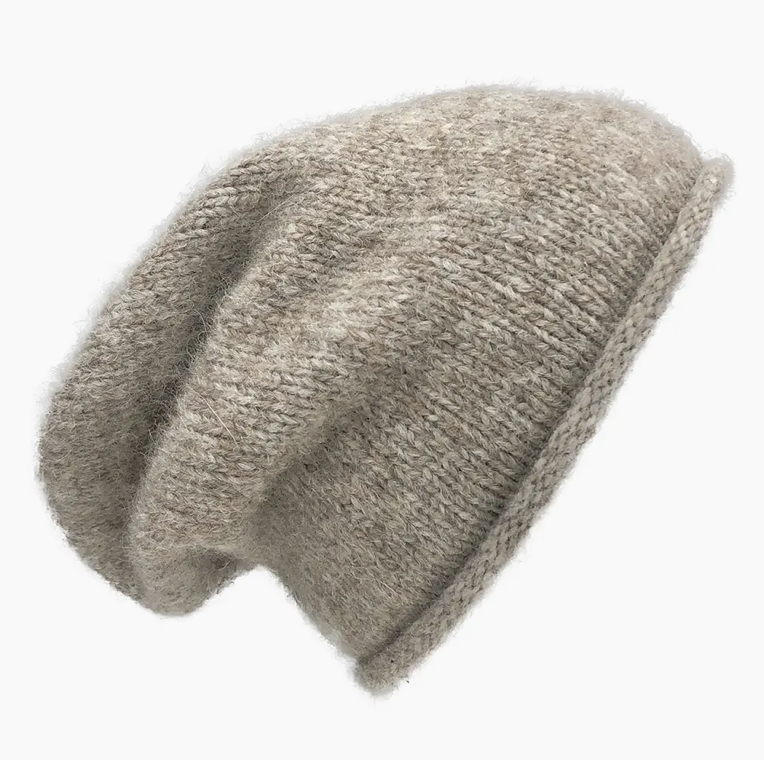 Beige Essential Knit Alpaca Beanie Hat