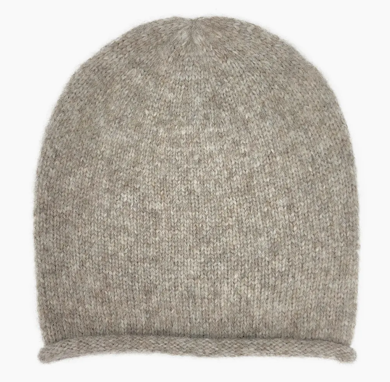 Beige Essential Knit Alpaca Beanie Hat