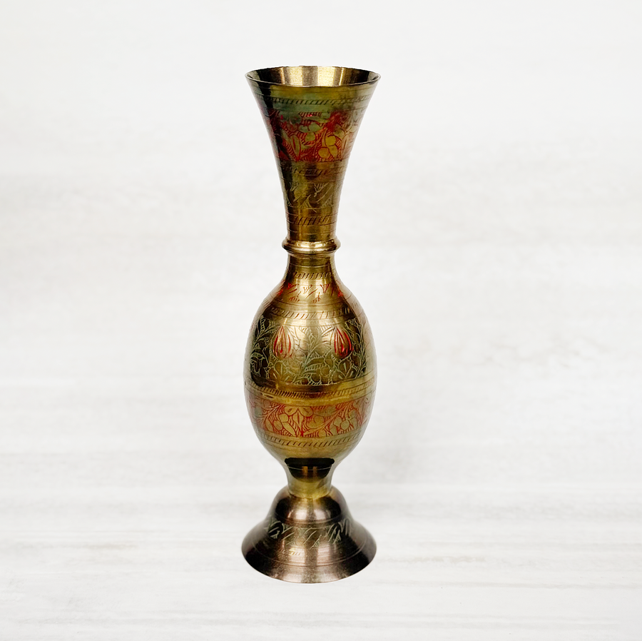 Vintage Brass Etched Vase