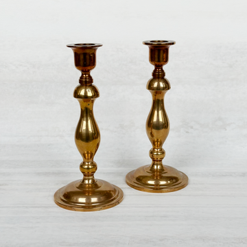Vintage Bronzed Brass Candlesticks / Set 2
