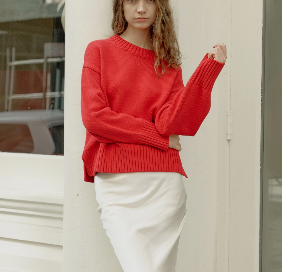 The Asher Sweater | Cherry Red