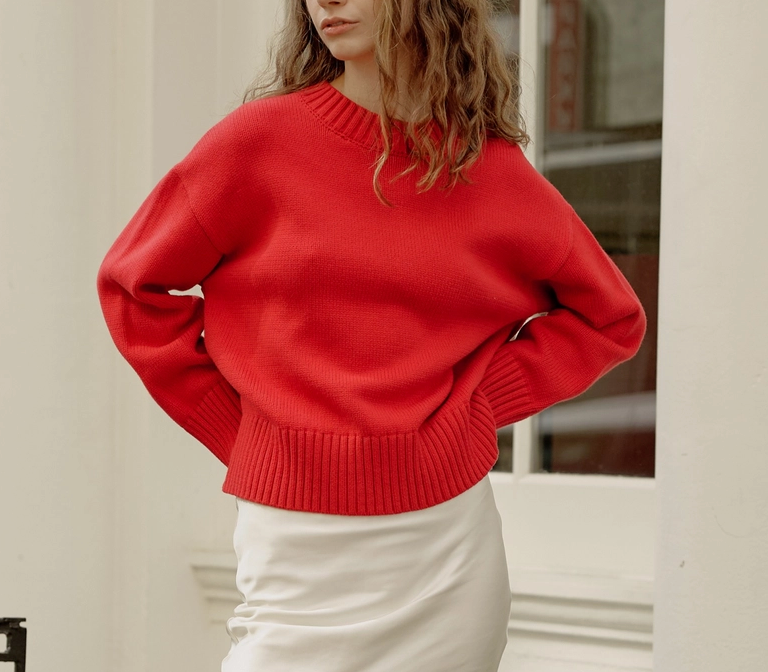 The Asher Sweater | Cherry Red