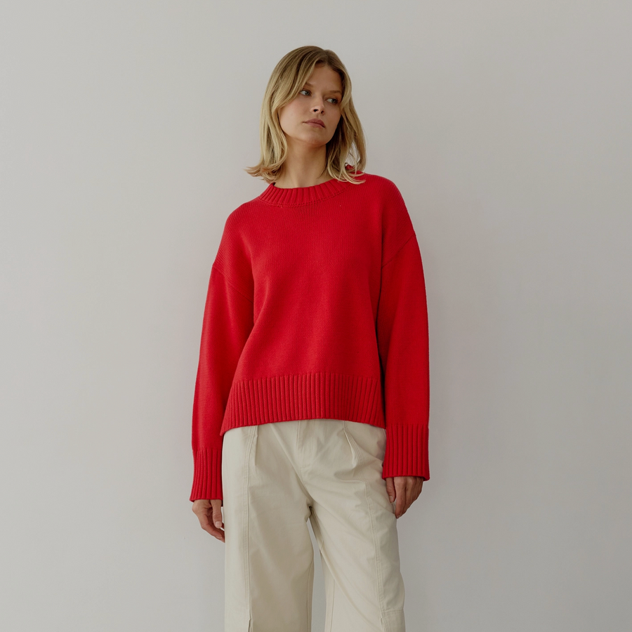 The Asher Sweater | Cherry Red