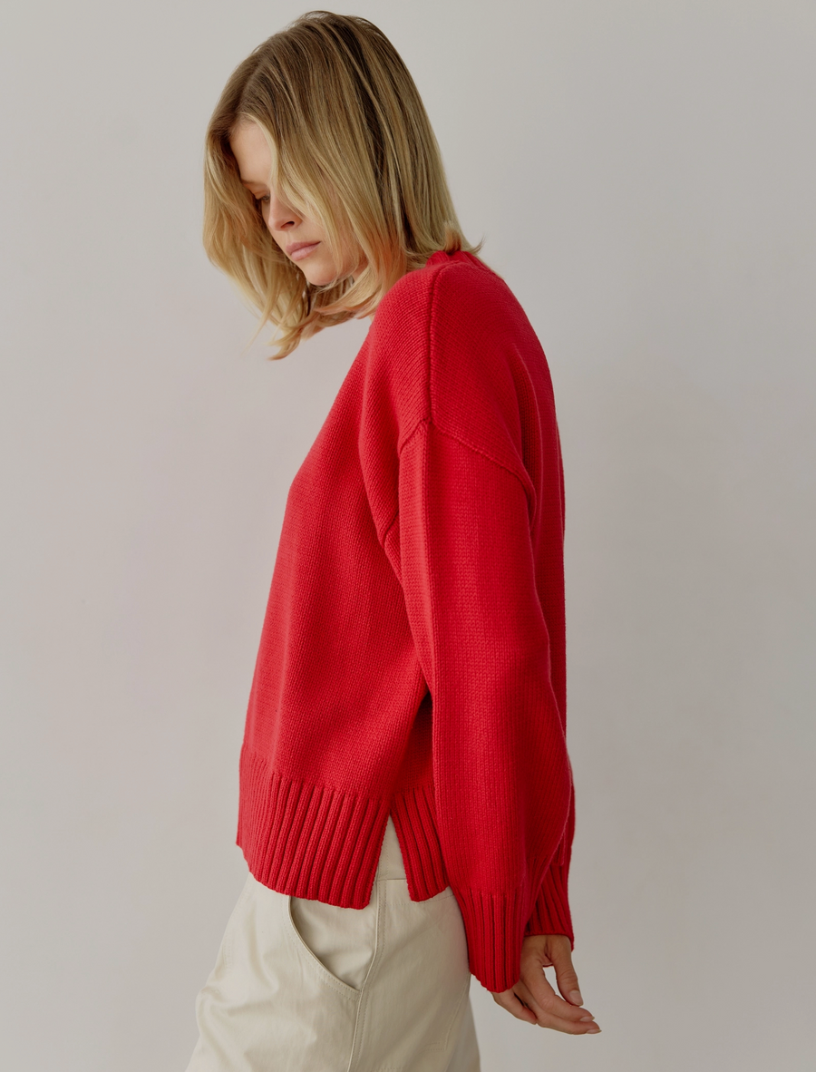The Asher Sweater | Cherry Red
