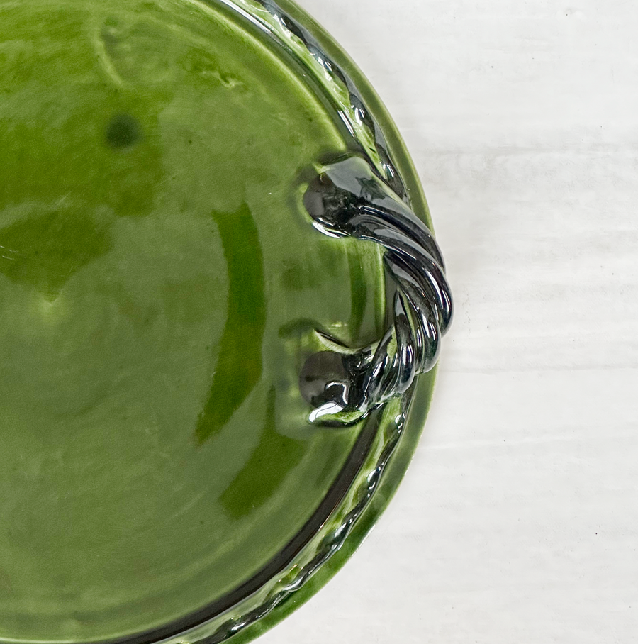 Vintage Green Rope Handle Tray / Large