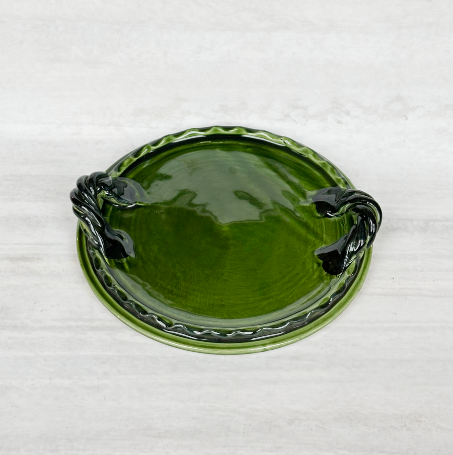 Vintage Green Rope Handle Tray / Small