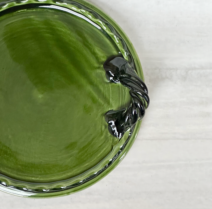 Vintage Green Rope Handle Tray / Small