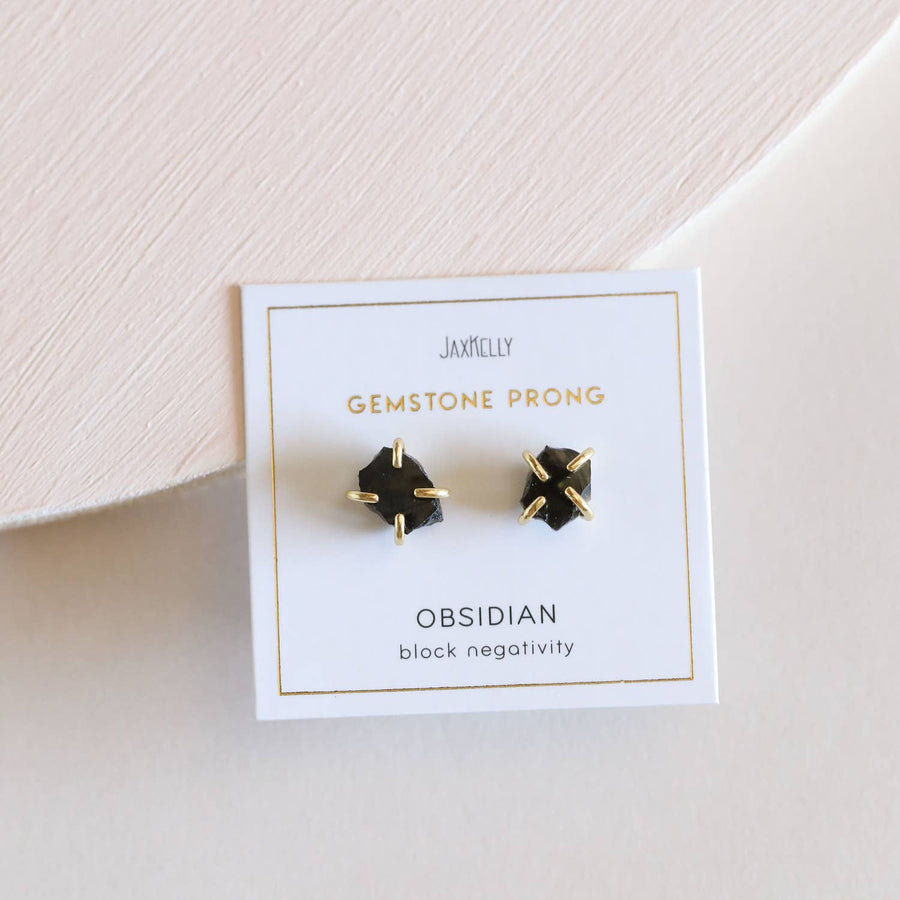 Obsidian Gemstone Prong Earrings