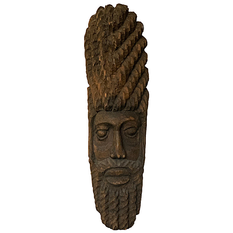 African VINTAGE BEARDED CARVED WOODEN MASK