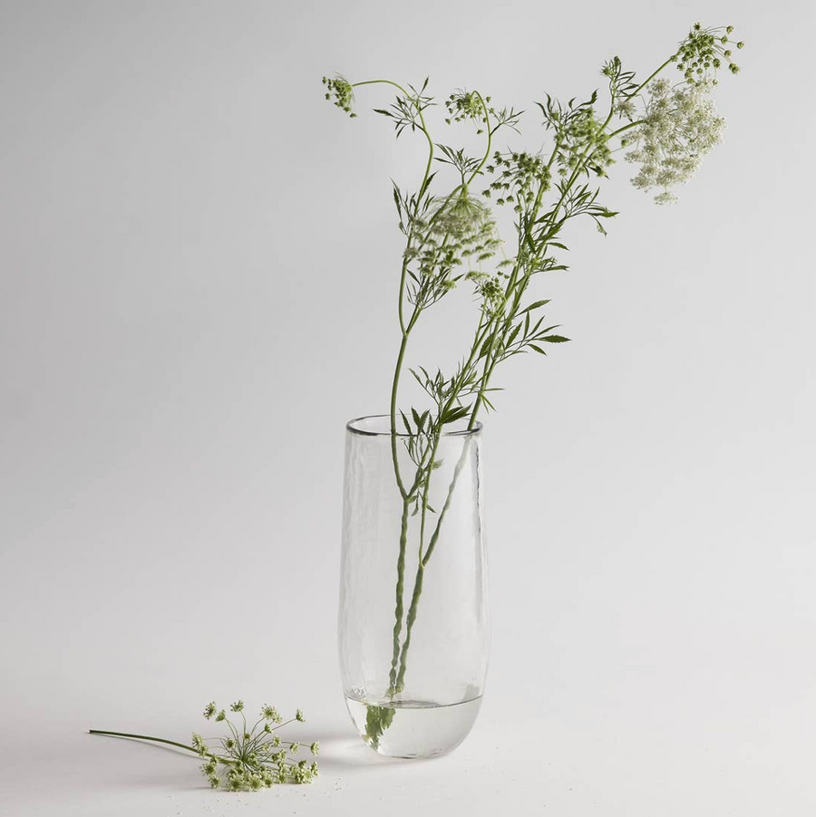 Tall Pebbled Glass Vase