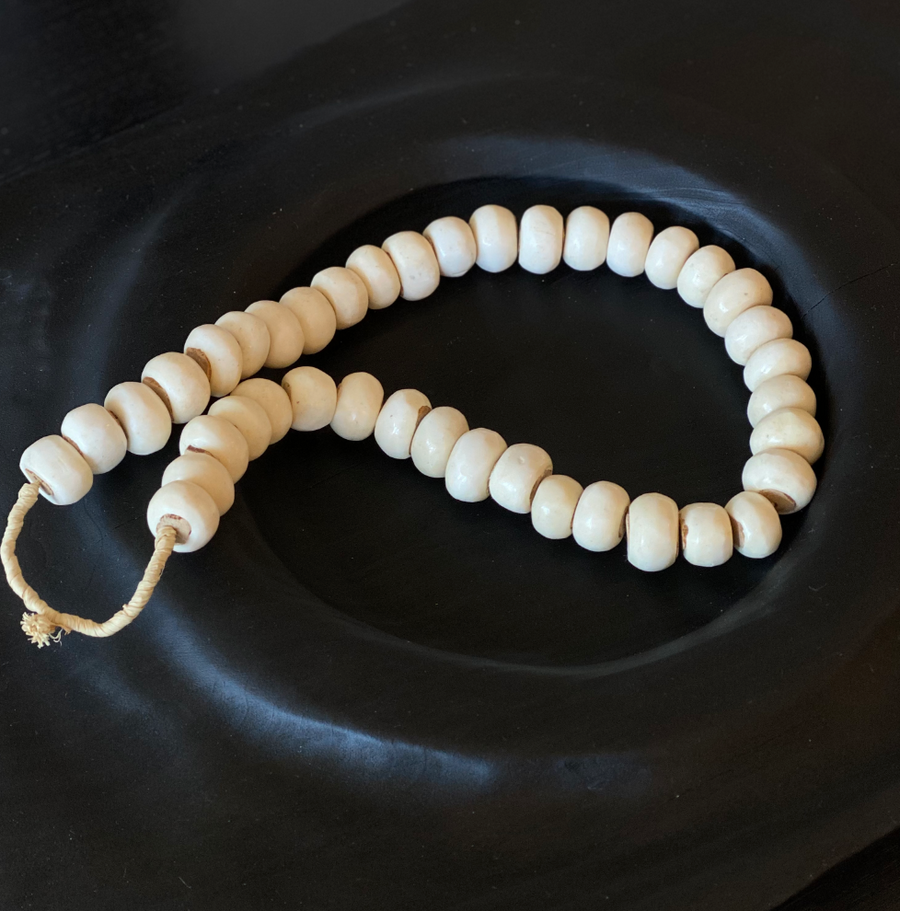 African Batik Beads / Bone White
