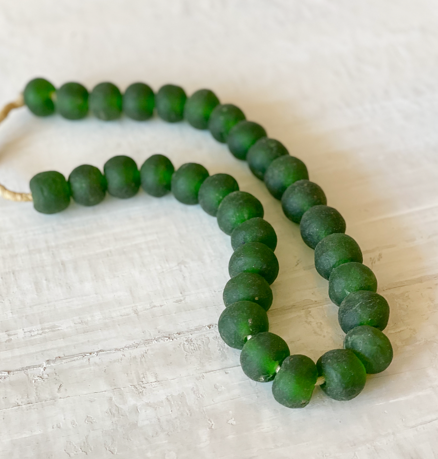African Glass Beads - Green