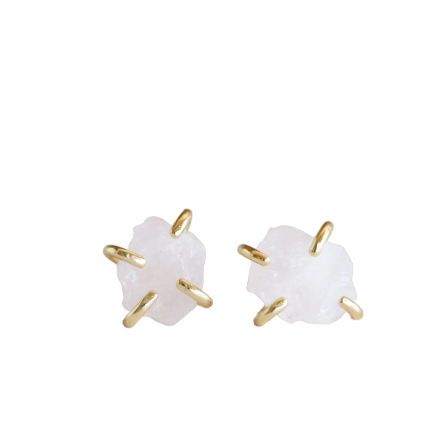 Rose Quartz Gemstone Prong Earrings