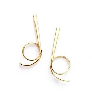 Scribble Solid Brass Hoop Swirl Earrings