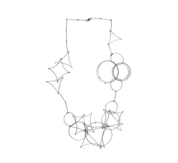 Long Shape Necklace / Gunmetal and Gold