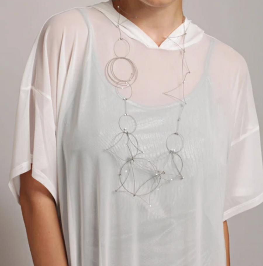 Long Shape Necklace / Gunmetal and Gold