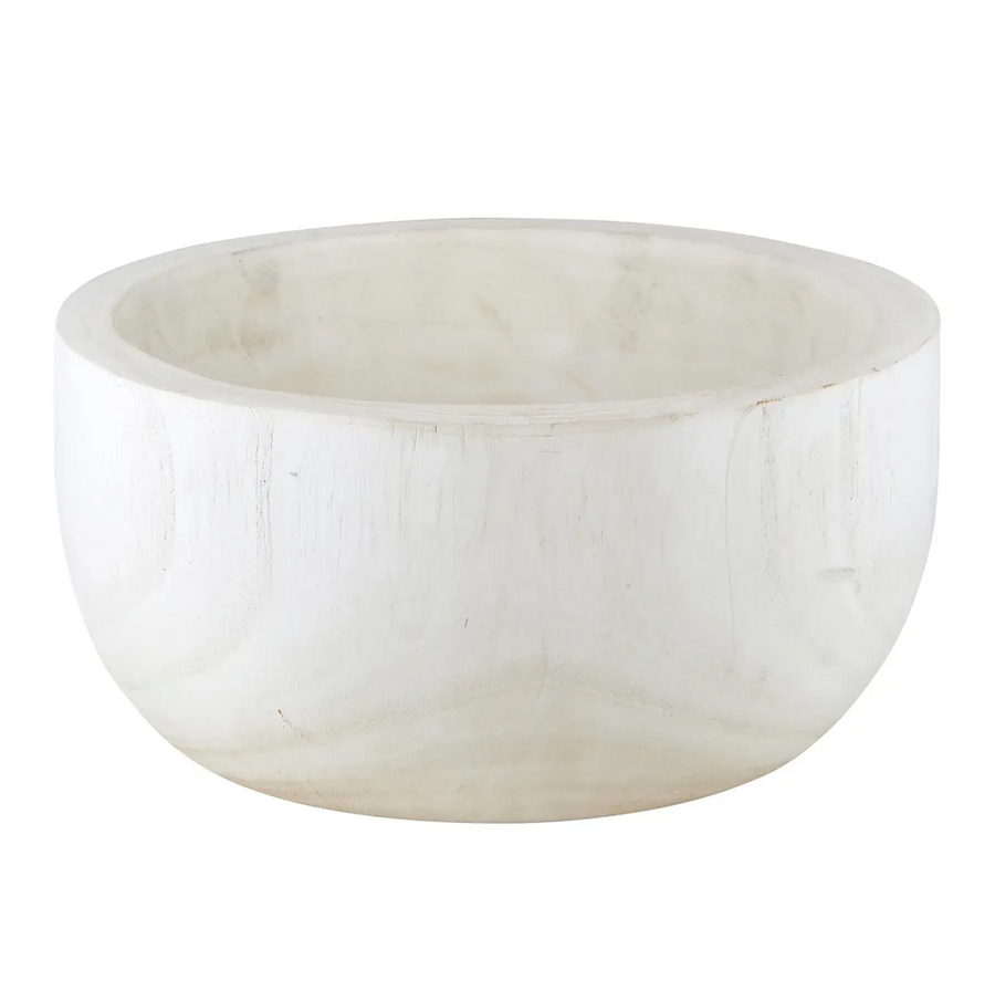 Paulownia Wood Serving Bowl / White