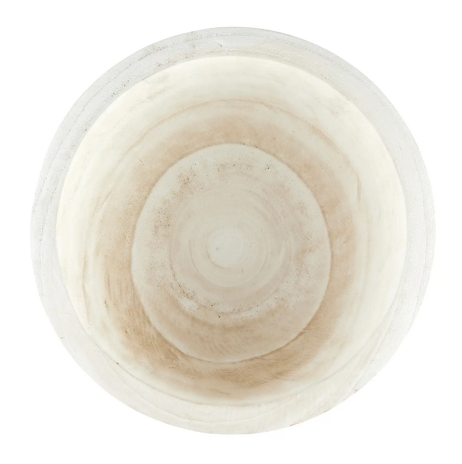 Paulownia Wood Serving Bowl / White