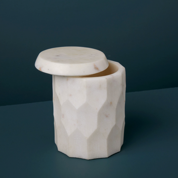 Faceted Marble Container w/lid