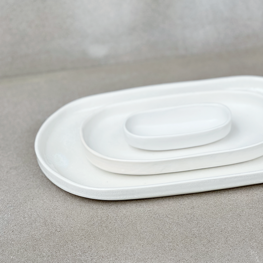 Lauren HB Oval Tray / Frost White