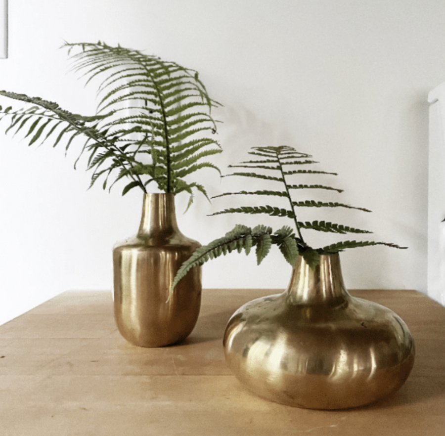 Wide Brass Flower Vase