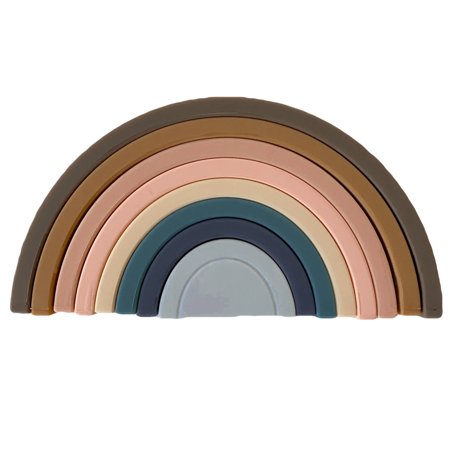 Rainbow Teether Silicone Stacker - Sunset