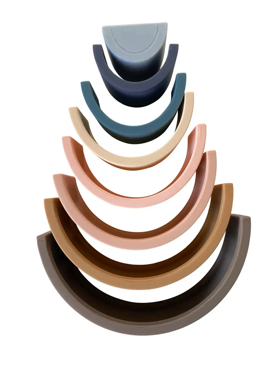 Rainbow Teether Silicone Stacker - Sunset