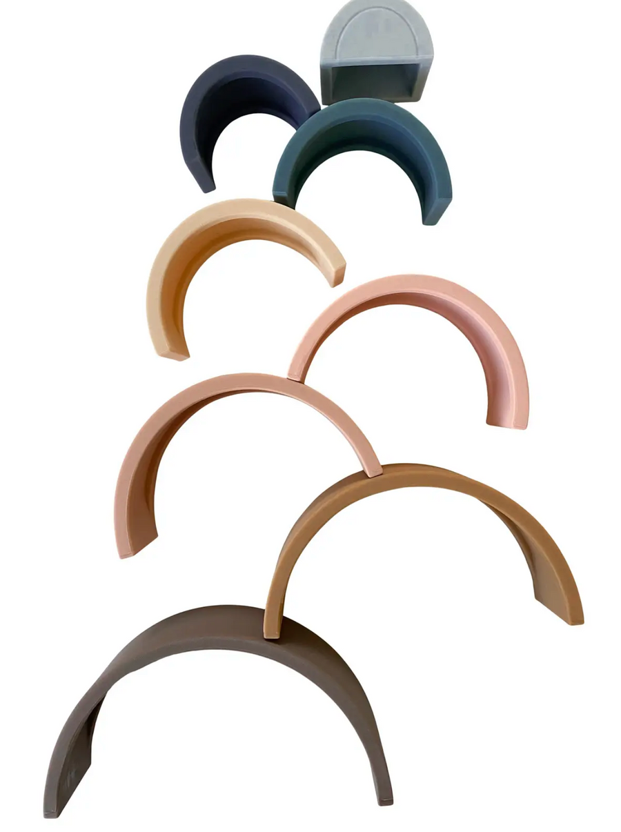 Rainbow Teether Silicone Stacker - Sunset