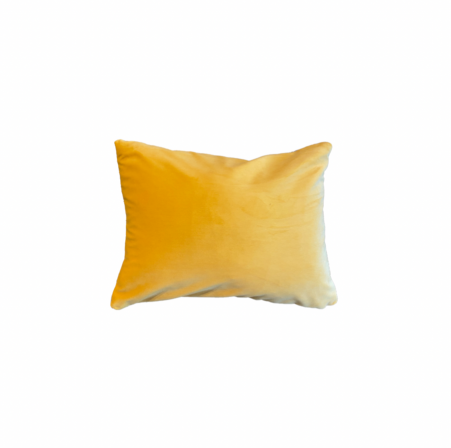 Yellow Velvet Lumbar Pillow / Small  16” x 12”
