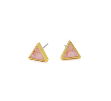 Rose Quartz Triangle Stud Earrings