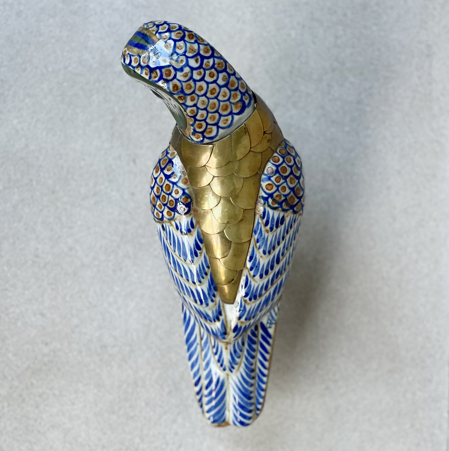 Vintage Sergio Bustamante Brass and Ceramic Bird