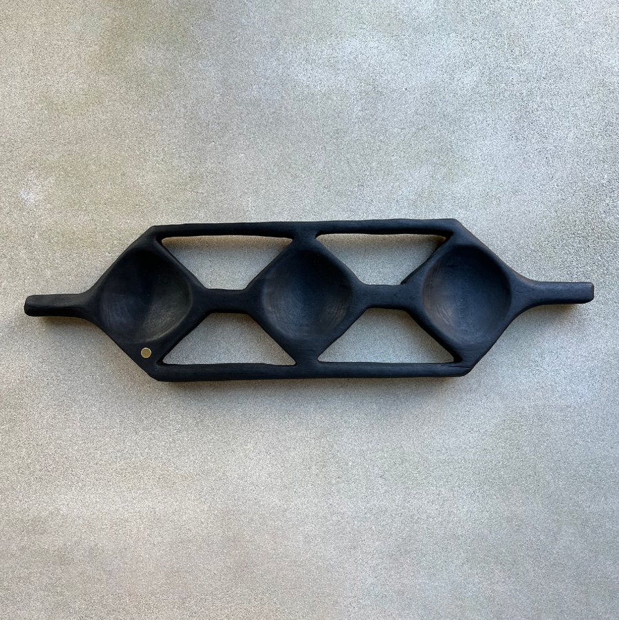 CN Charred Cherry Tri-Bowl Tray