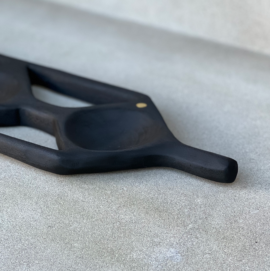 CN Charred Cherry Tri-Bowl Tray
