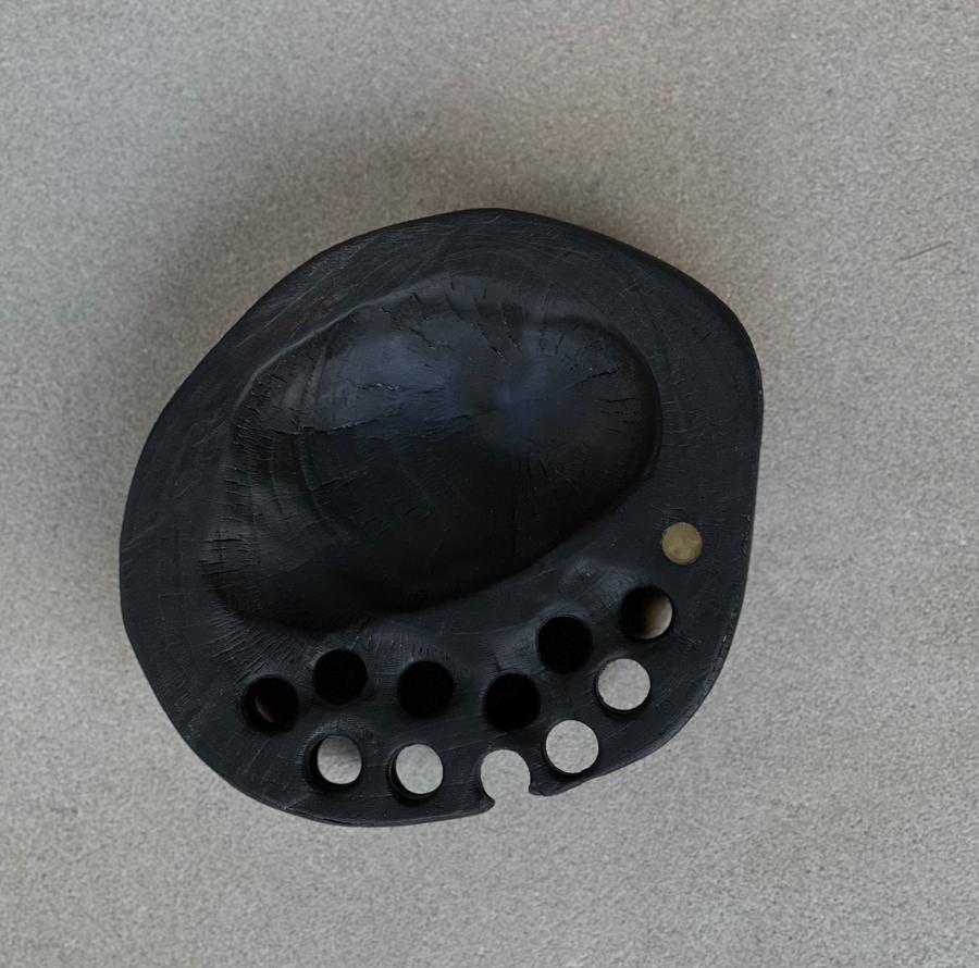 CN Charred Locust Round Tray with holes