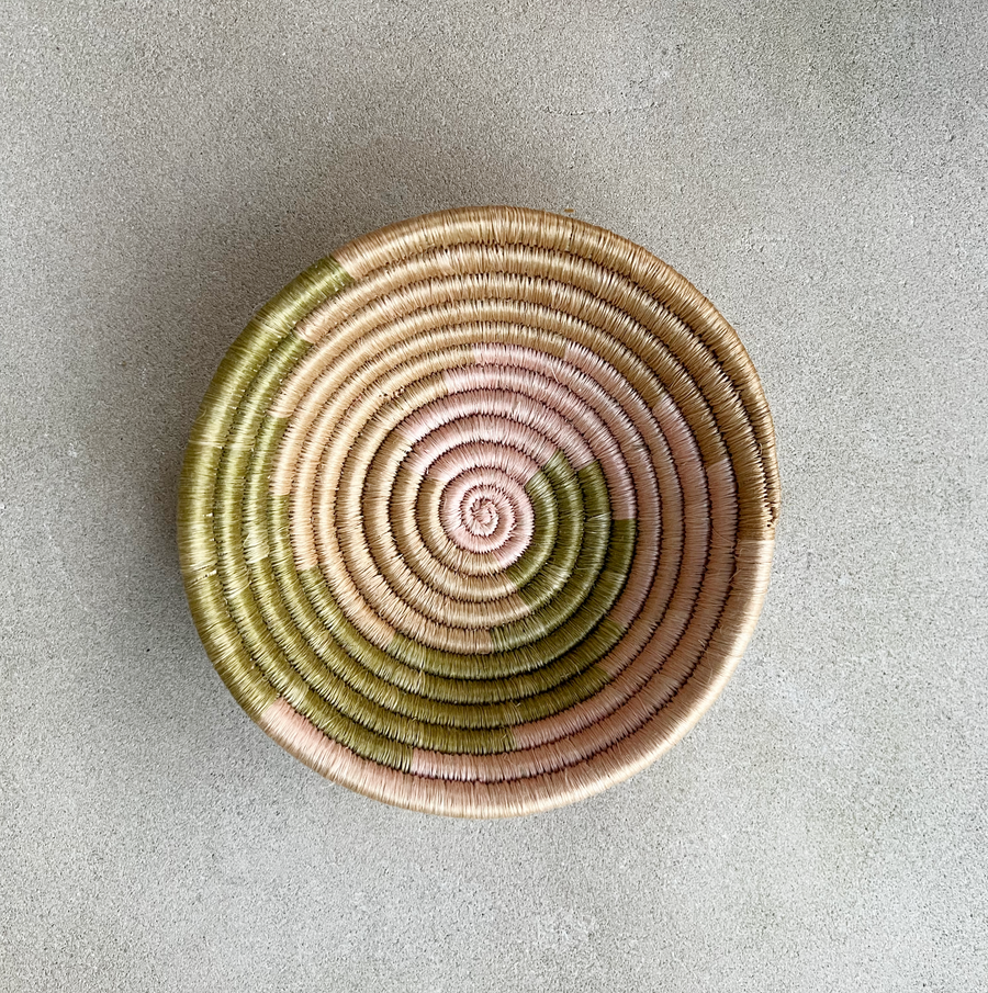 African woven pink/celadon bowl / small