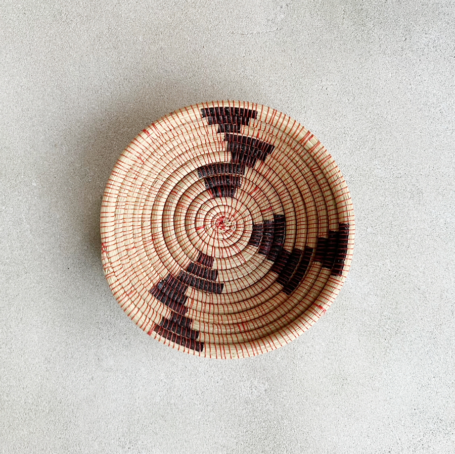 African woven navy/ red stitch bowl / small