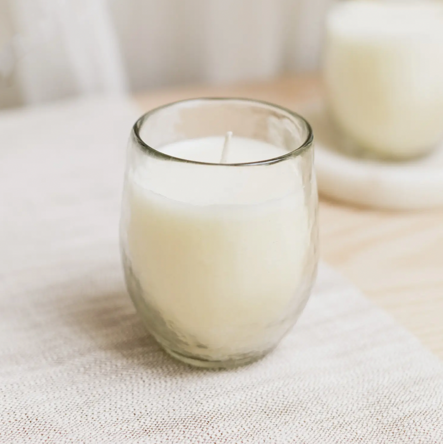 Tall Hammered Glass Filled Votive