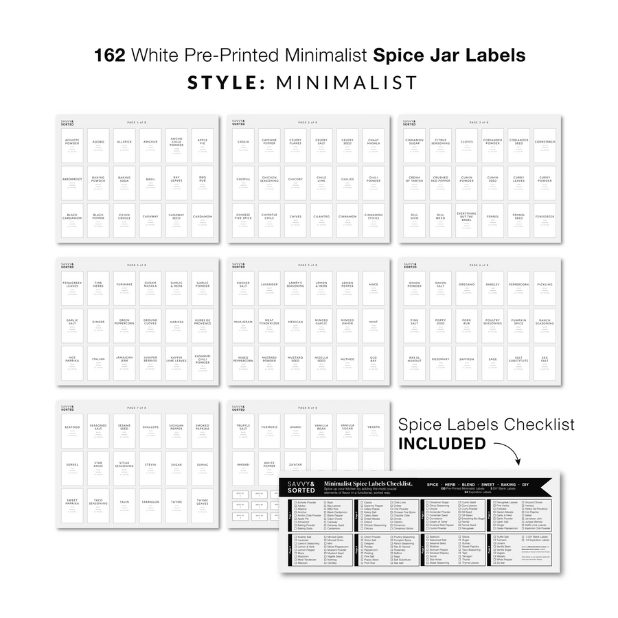 Minimalist Spice - 162 Labels