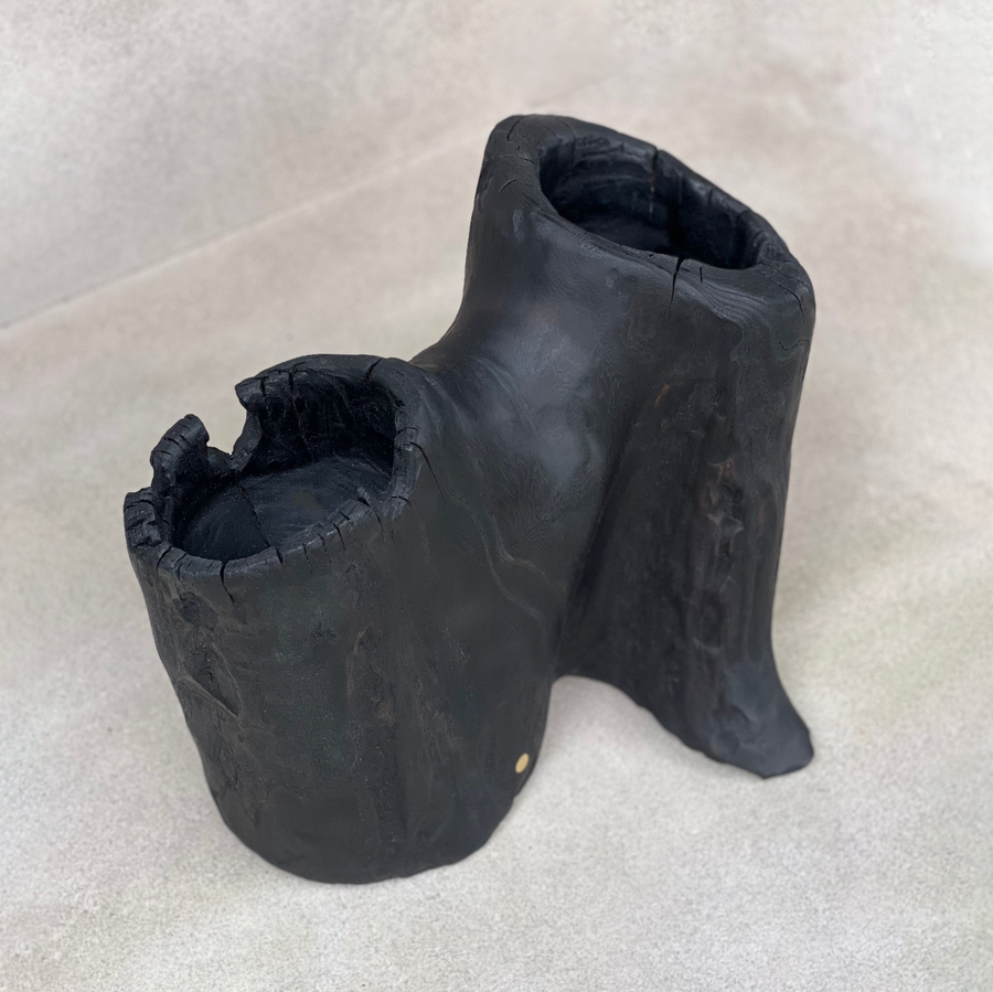 CN Charred Harwood Double Hole Bowl