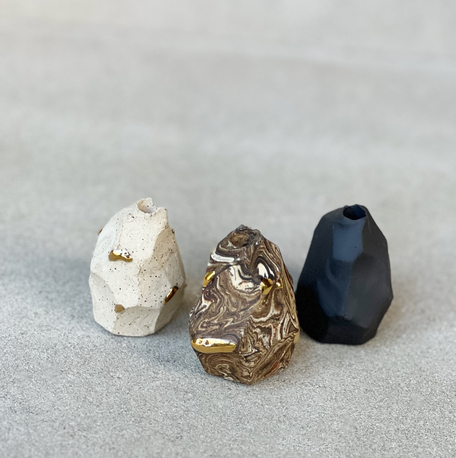 Faceted Incense Holder / Light w/Gold
