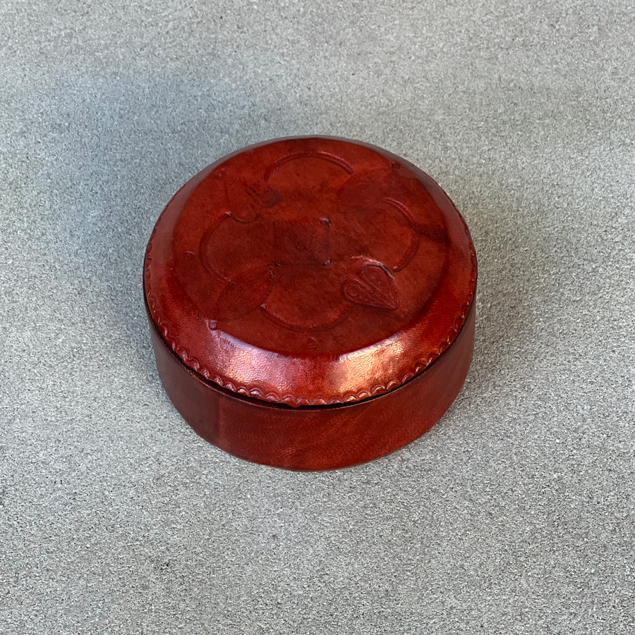 African round pomegranate leather box