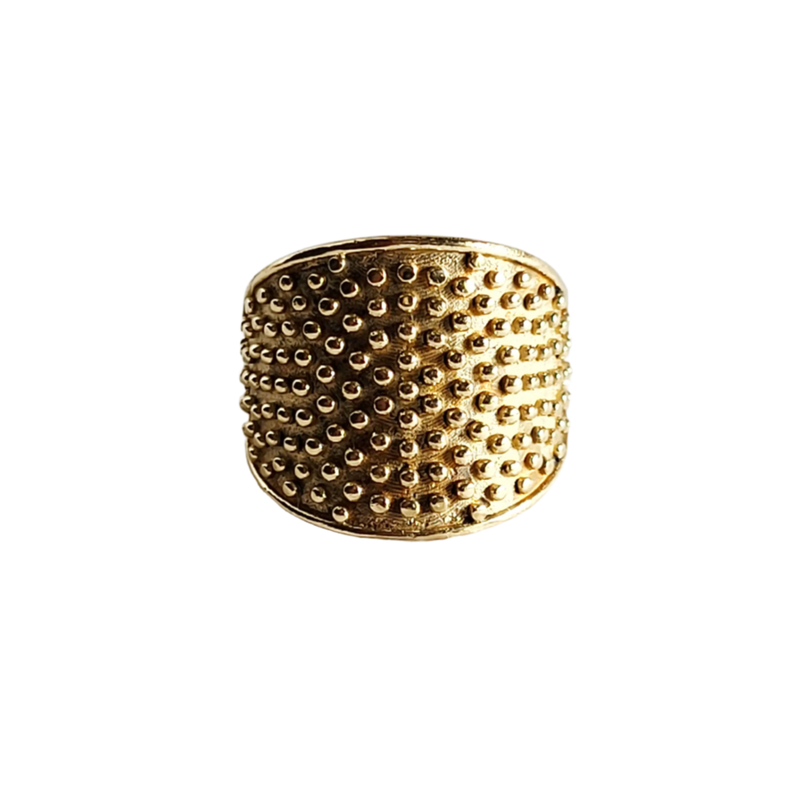 Studded Circle Brass Ring size 7