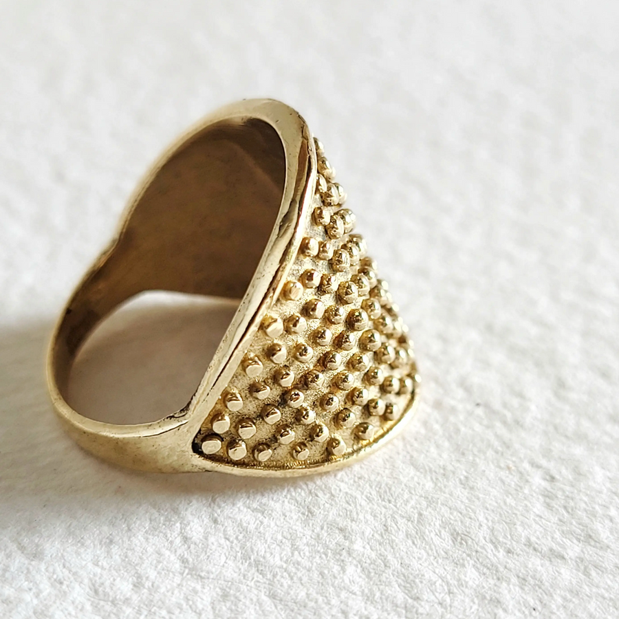 Studded Circle Brass Ring size 7