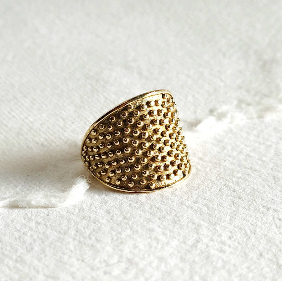 Studded Circle Brass Ring size 7