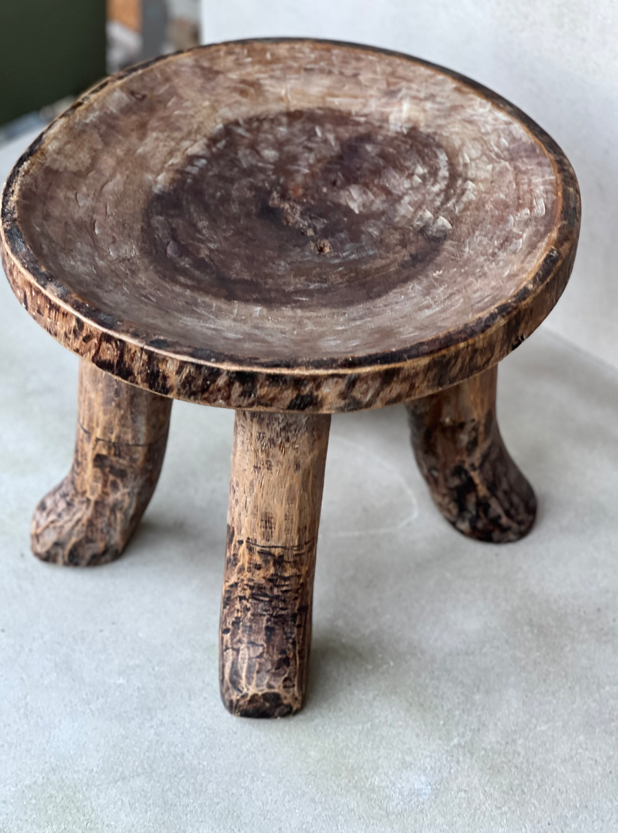 Vintage African curved leg stool