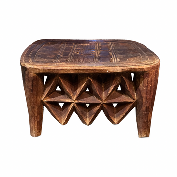 Vintage African Nupe Stool / Carved side detail