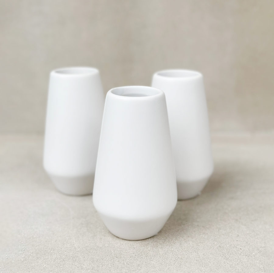 White Ceramic Tapered Vase
