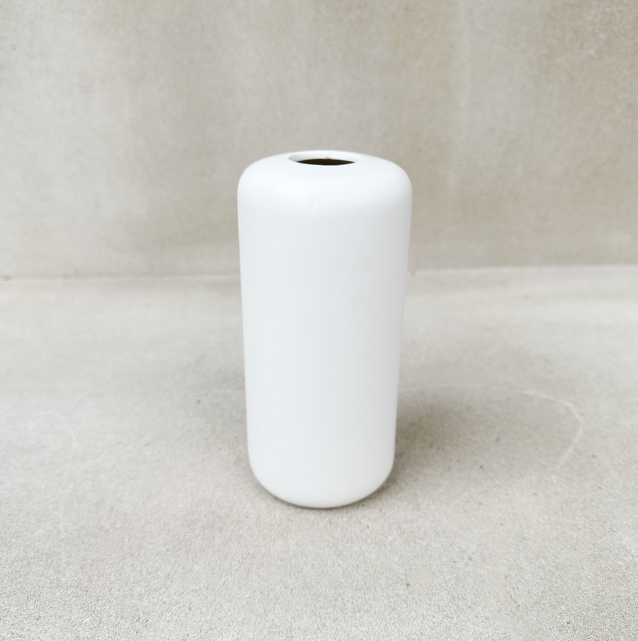 Milk White Ceramic Cylinder Vase