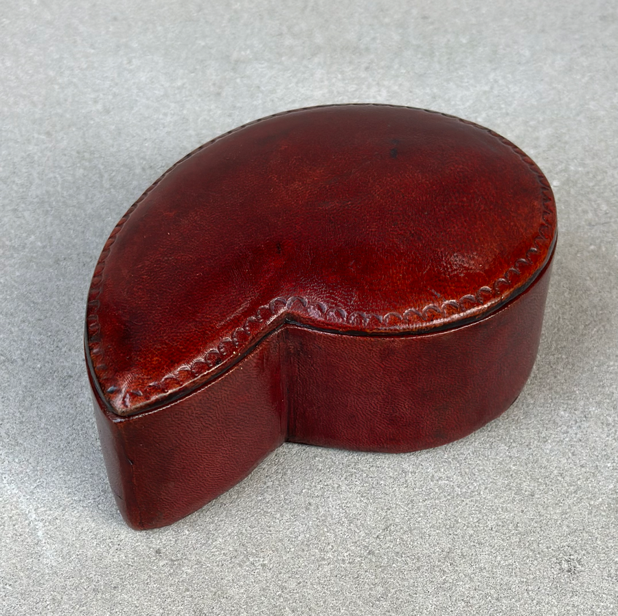 African Burgundy Leather Lidded Box