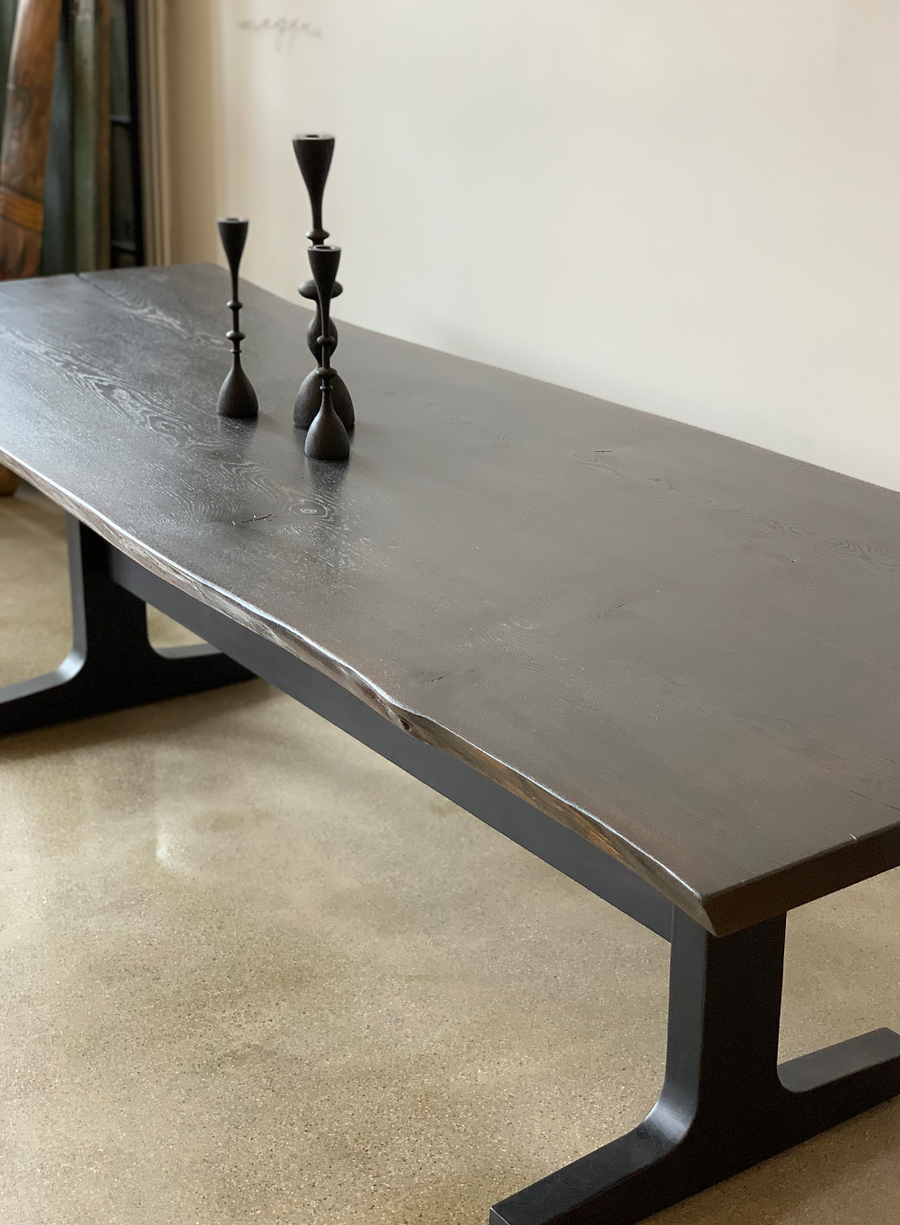 LIVE EDGE OAK BOOKMATCH DINING TABLE